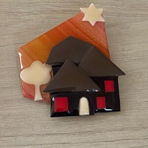 Lucinda Artist Made House Pin Grandmacore Teachercore Brooch Porland Maine RARE